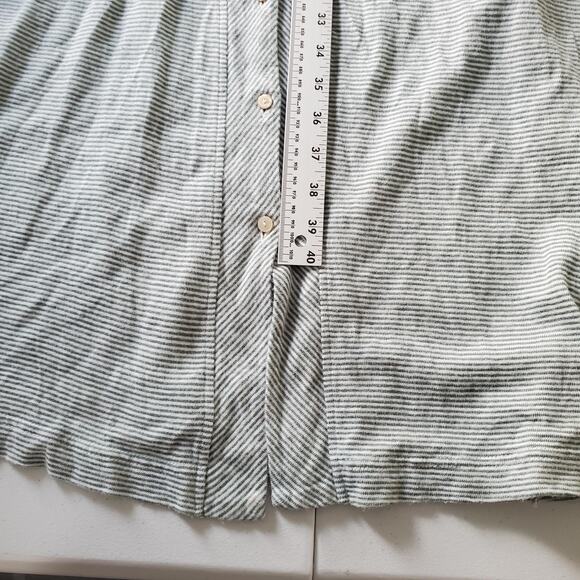 Poetry Dress Womens US 4 Gray White Striped Button Front Linen Coastal Midi - Picture 5 of 10